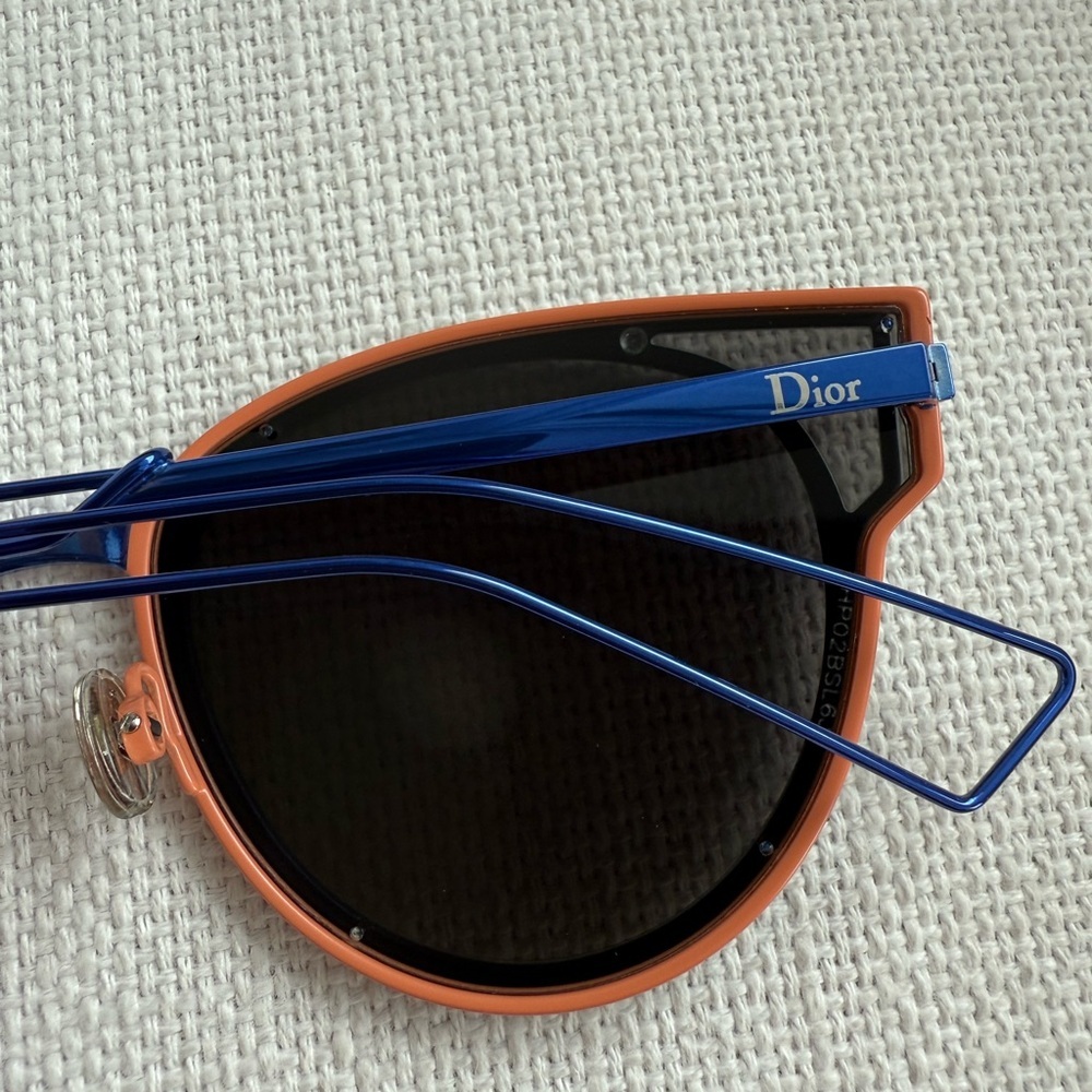 CHRISTIAN DIOR SCULPT Blue Green Mirrored Cat Eye Sunglasses AUTHENTIC - Picture 6 of 11